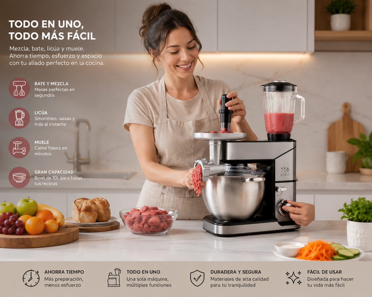 🔥 Procesador de Alimentos Royal Swiss 10L 2000W | Multifunción Profesional con Accesorios Incluidos 🔥