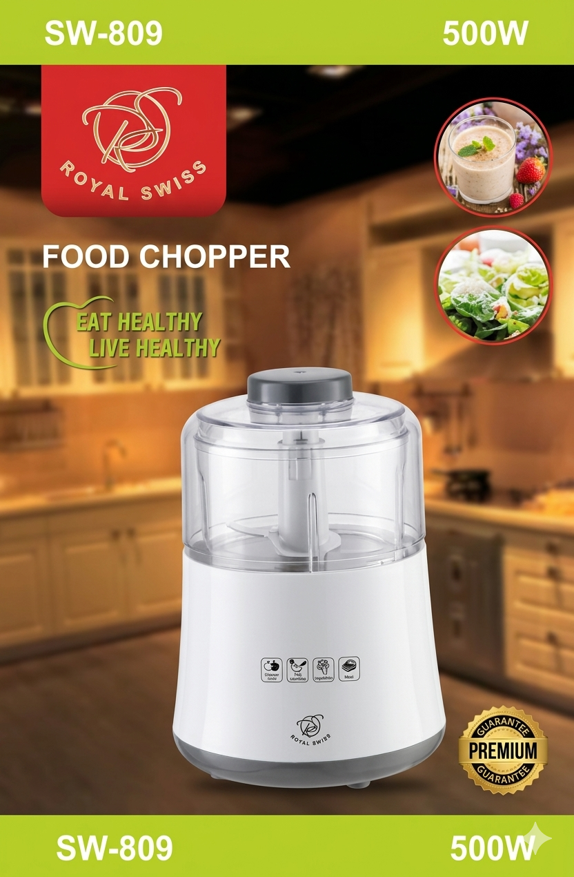 Picadora Eléctrica Royal Swiss SW-809 500W | Ideal para Cocina Diaria