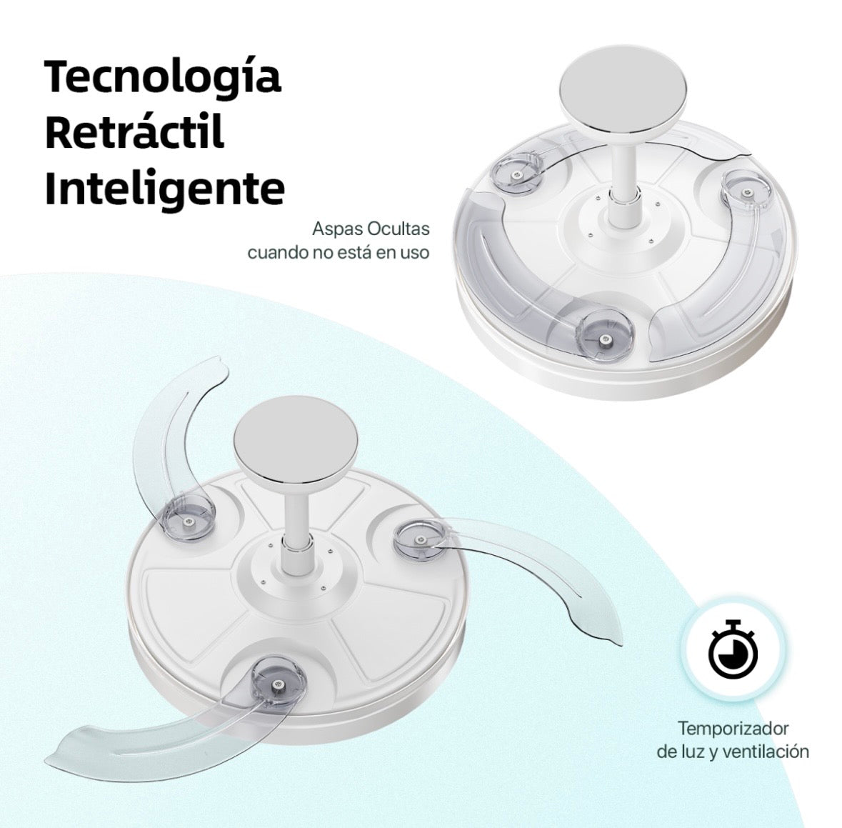 Ventilador de Techo LED Retráctil 72W con Control Remoto | 4 Aspas Automáticas, 6 Velocidades, Luz Regulable 3000K-6500K, Modo Verano/Invierno, Silencioso para Sala, Dormitorio y Oficina