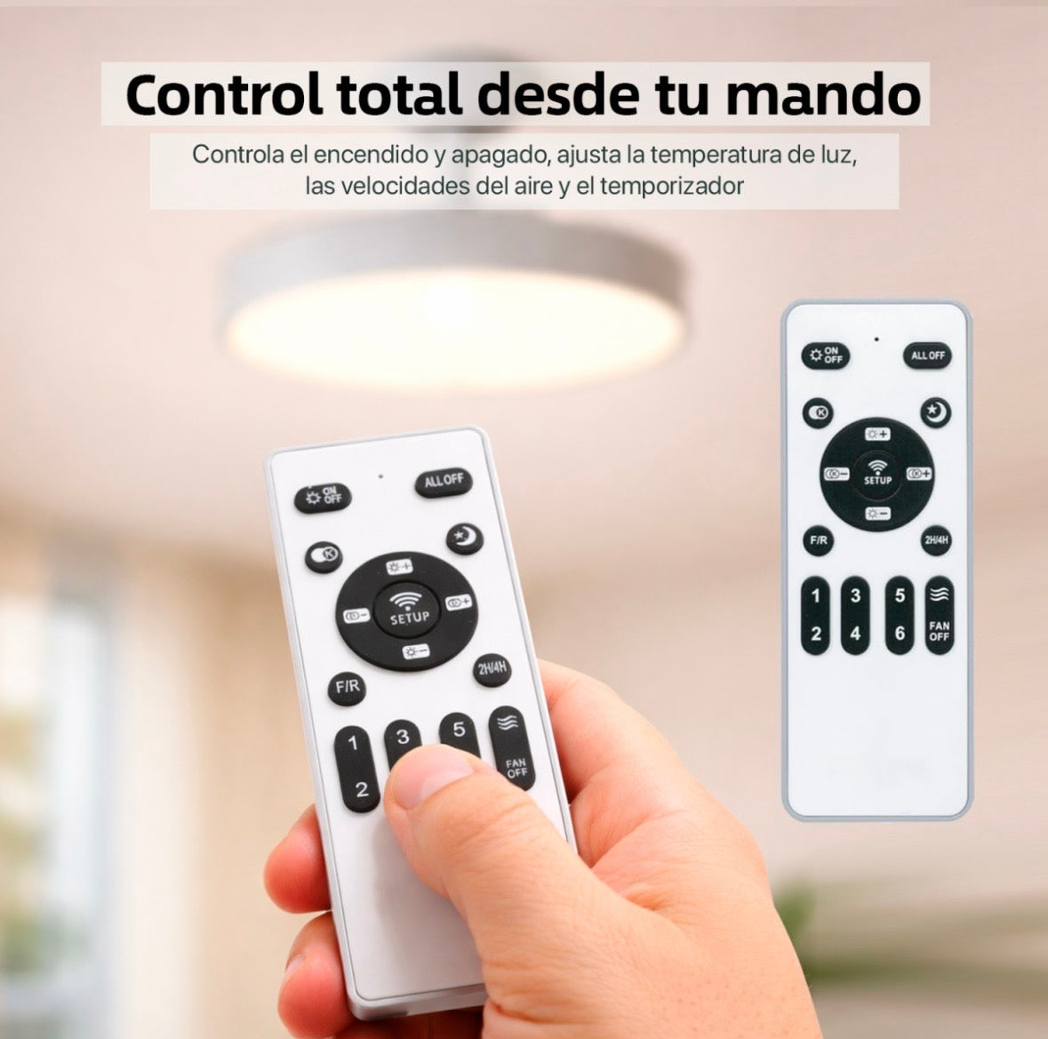 Ventilador de Techo LED Retráctil 72W con Control Remoto | 4 Aspas Automáticas, 6 Velocidades, Luz Regulable 3000K-6500K, Modo Verano/Invierno, Silencioso para Sala, Dormitorio y Oficina