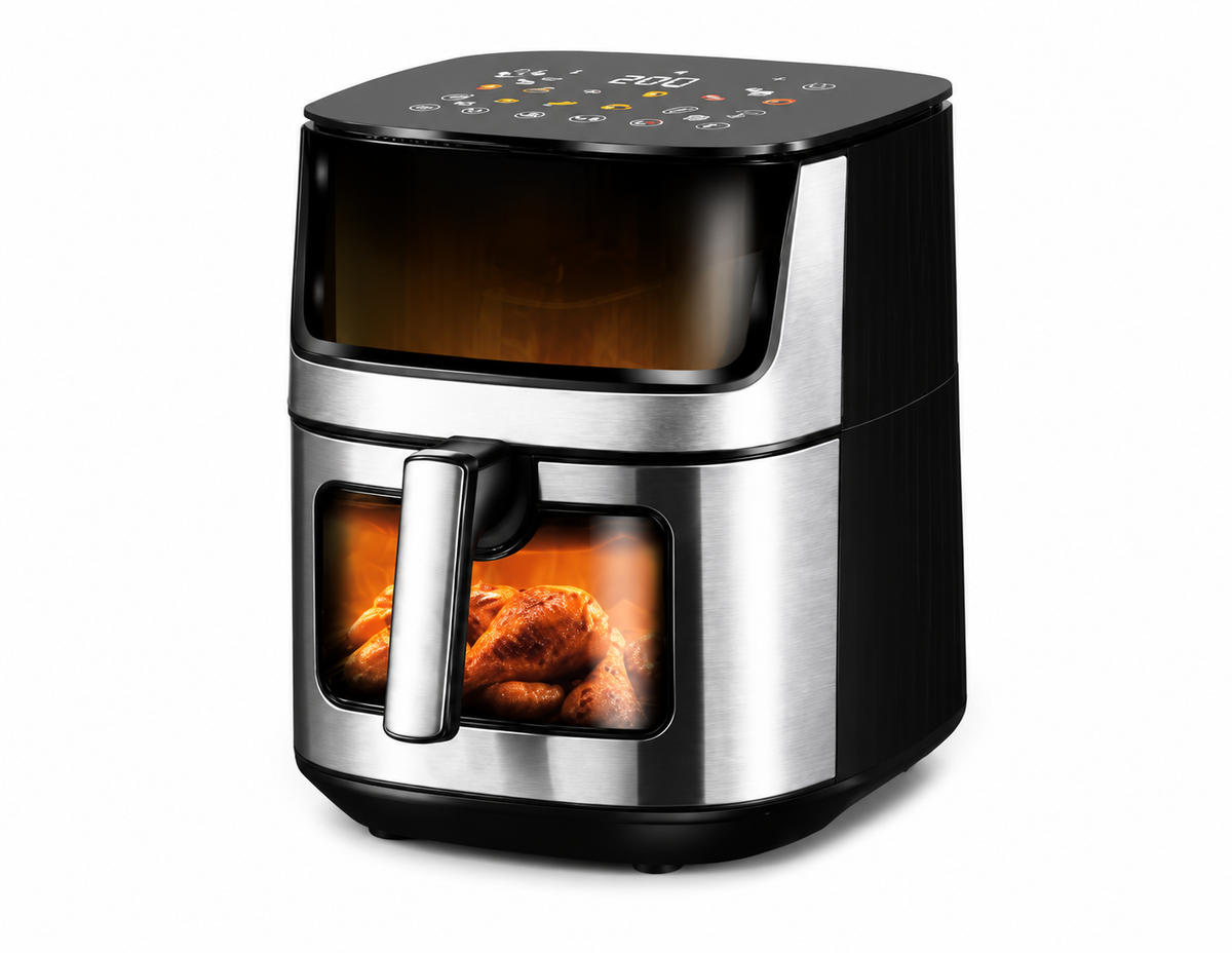 🔥 Freidora de Aire Royal Swiss XXL 8L | Ventana de Visualización y Panel Digital Táctil 🔥  Disfruta de comidas más saludables, crujientes y deliciosas para toda la familia con la comodidad de la tecnología Royal Swiss. 🍽️✨
