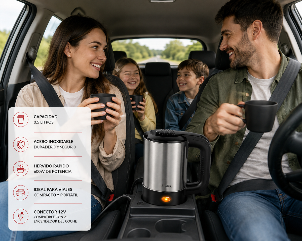 🔥 Hervidor Eléctrico de Viaje SPARK 0,5L | Compacto, Rápido y Libre de BPA 🔥  Disfruta de tus bebidas calientes favoritas en cualquier momento y lugar con total comodidad. ☕✨🌍