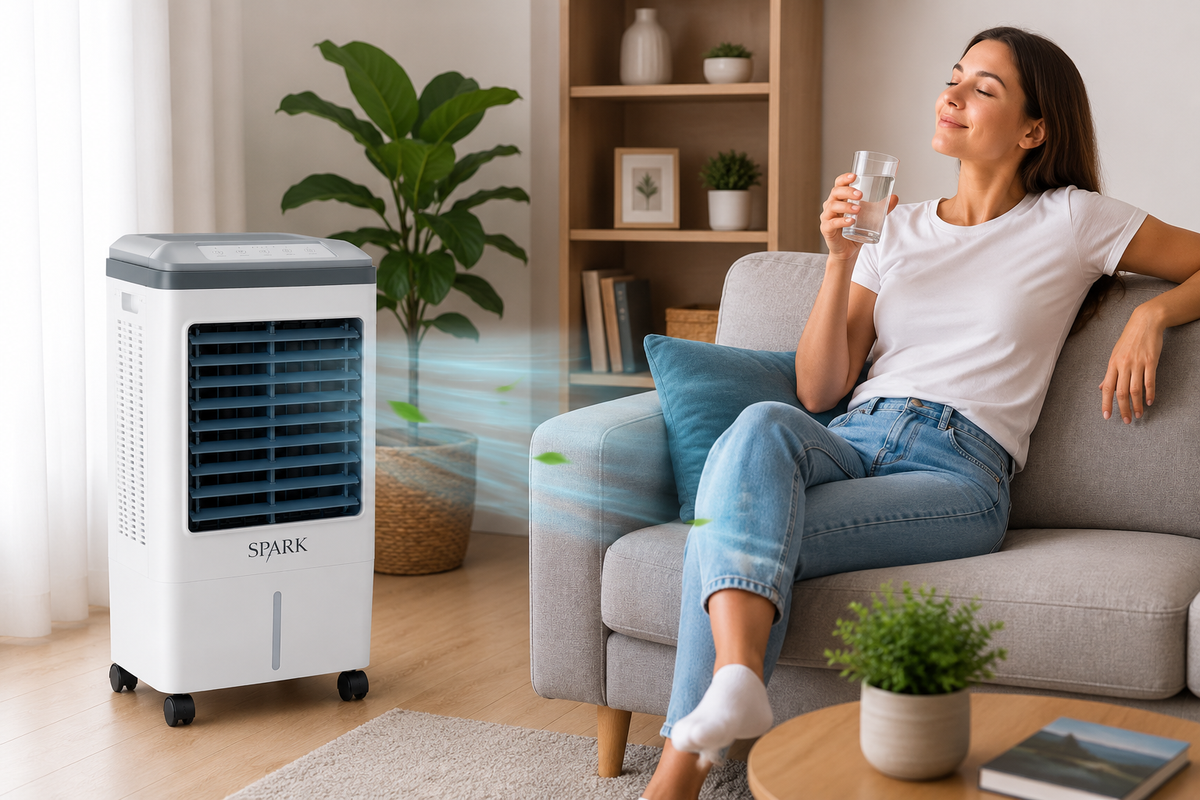 ❄️ Climatizador Portátil SPARK 3 en 1 | Enfría, Ventila y Humidifica | Bajo Consumo | Silencioso | 20L + Mando