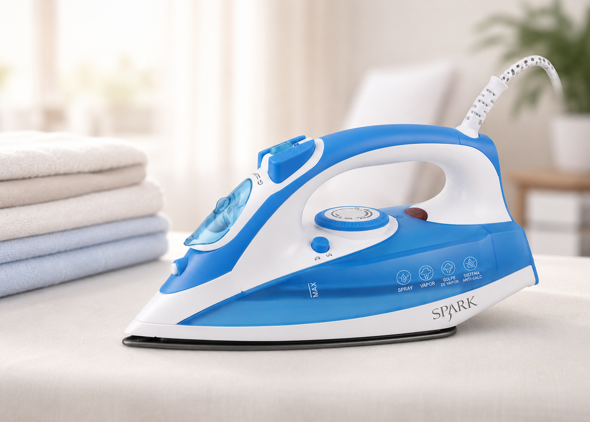 Plancha de Vapor SPARK 2000W | Suela Antiadherente | Vapor Vertical | Sistema Anti-Cal | Calentamiento Rápido