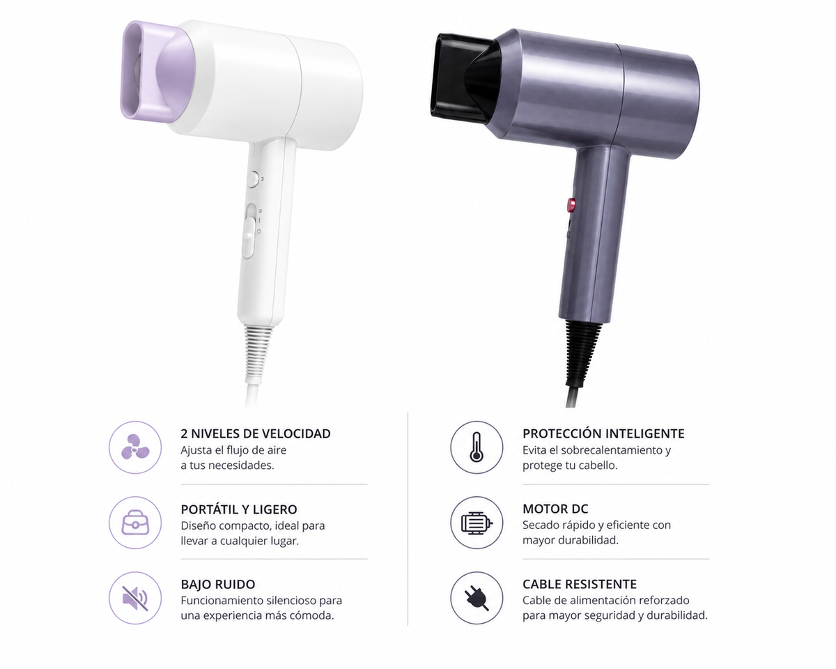 🔥 Secador de Pelo SPARK Mini Pro 1200W | Compacto, Potente y Silencioso 🔥  Seca más rápido, peina mejor y disfruta de resultados profesionales estés donde estés. 💨✨