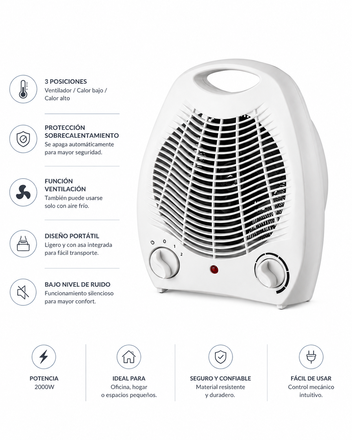🔥 Calefactor Termoventilador SPARK 2000W | Frío y Calor con Termostato Ajustable 🔥  La solución perfecta para mantener tu hogar confortable en cualquier época del año. ❄️🔥✨