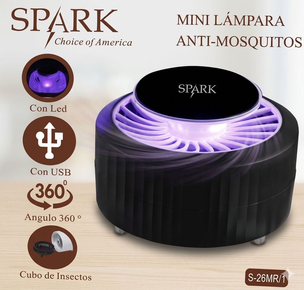 Mini Lámpara Antimosquitos SPARK S-26MR/1 USB | Cobertura 360° y Tecnología LED 🔥