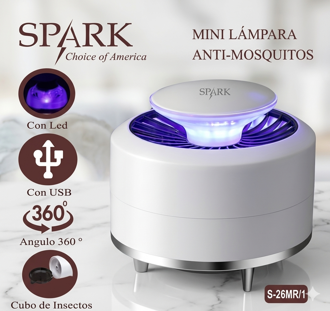 Mini Lámpara Antimosquitos SPARK S-26MR/1 USB | Cobertura 360° y Tecnología LED 🔥